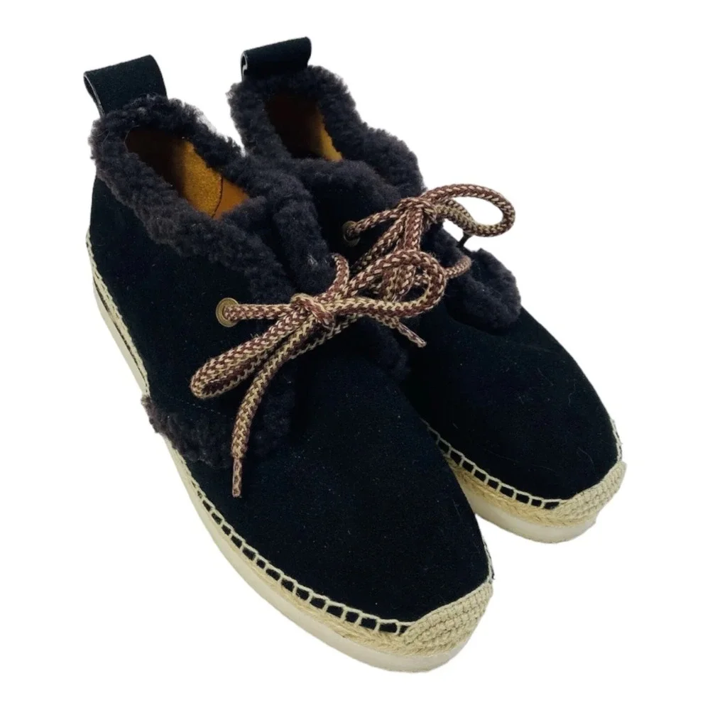 SEE By CHLOE Brown‎ Suede Leather & Shearling Chukka Boots Size 41